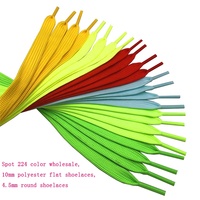 Lacets plats en polyester, lacets plats de couleur unie avec emballage en tube plastique transparent