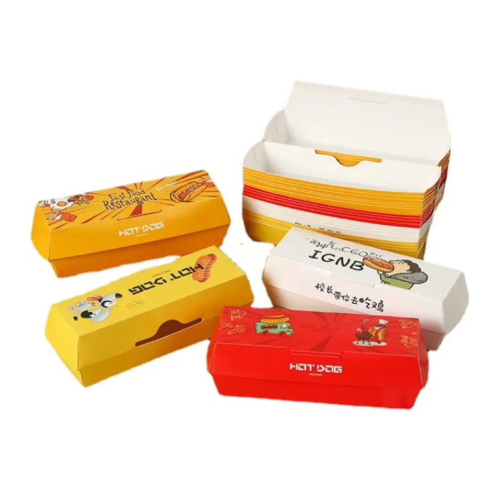 Bao Bì Thực Phẩm Container Khay Hộp Snack Hộp Bánh Hộp Giấy Kraft Hot Dog Giấy Tùy Chỉnh Takeaway In Hàn Quốc Ngô Con Chó Dùng Một Lần