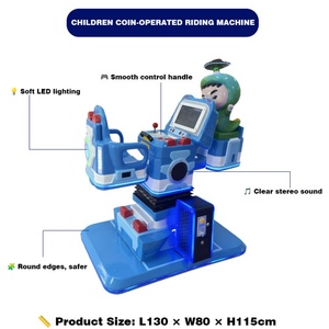 Manège Électrique à Monnayeur pour Enfants Bleu, Voiture Balançoire pour Enfants, Machine d'Amusement pour Aire de Jeux Intérieure, Anglais, 6 Ans - Product Image 3