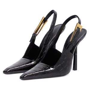 Scarpe con Tacco a Spillo da Donna All'ingrosso Sandali <span class=keywords><strong>Slingback</strong></span> con Fibbia e Cinturino in <span class=keywords><strong>Pelle</strong></span> PU a Punta Quadrata da Sera - Product Image 1