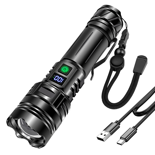 1000LM USB Rechargeable Zoomable LED Tactical Flashlight for Camping Hiking & Emergency Flashlights & Torches Torch