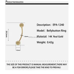 En çok satan 14k katı altın göbek halkası toptan kadınlar için takı 14k altın vücut piercing takı