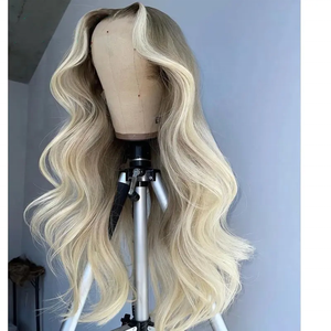 1B Roots 613 Ombre Blond Couleur Brésilienne Vierge Cheveux Humains <span class=keywords><strong>Suisse</strong></span> HD Dentelle Frontale Perruques Vague de Corps pour les Femmes - Product Image 3