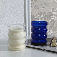 Porte-bougie en verre côtelé, design nordique moderne, 10oz