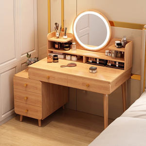 Escritorio de <span class=keywords><strong>tocador</strong></span> sencillo y moderno para apartamentos pequeños, almacenamiento inteligente, muebles de dormitorio de MDF extraíbles <span class=keywords><strong>con</strong></span> función LED, nueva mesa de maquillaje - Product Image 3