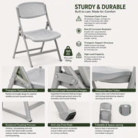 Chaise pliante ventilée en plastique avec structure métallique, chaise d'événement pliable respirante et ajourée pour mariage en extérieur, formation, réunion