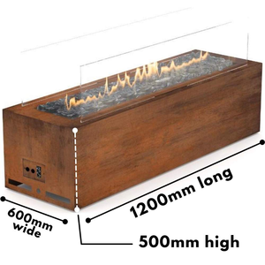 Brasero Rectangular de Metal para Exteriores, Calentador de Jardín a Propano, Brasero Grande de Gas, Brasero de Acero Corten - Product Image 3