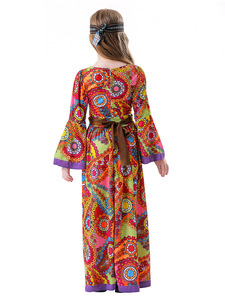 Costume de cosplay rétro années 60-70 pour femmes, thème hippie disco fleuri, paix et amour, pour fête de Purim, Halloween, <span class=keywords><strong>déguisement</strong></span> pour enfants - Product Image 5