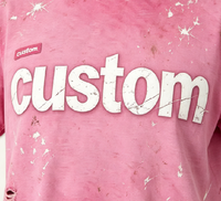 T-shirt unisexe tricoté oversize tendance, personnalisable, style streetwear, dégradé rose poudré, imprimé effet éclaboussures et taches