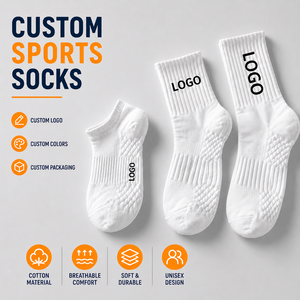Wholesale Men's Autumn Outdoor Fitness Running Sport <b>Socks</b> White Football Soccer Terry Towel with Ankle <b>Grip</b> Knitted Bottom Logo - Product Image 1