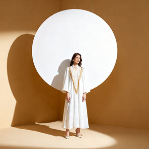 Abaya en polyester brodée de qualité supérieure pour femmes musulmanes, robe de luxe sur mesure, fournisseur en gros - Product Image 1