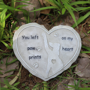 사용자 정의 수지 애완 동물 개 고양이 기념 돌 정원 무덤 Markertombstone 애완 동물 기념 디딤돌 하트 모양 정원 장식 - Product Image 3