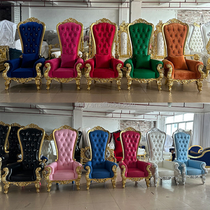 Meubles d'hôtel modernes, canapé royal en forme de trône, design luxueux, dossier haut, chaises de trône dorées bon marché - Product Image 2