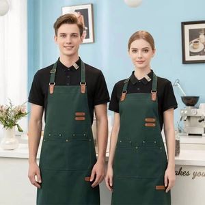 Delantal de Chef de Lona con Logotipo Personalizado al por Mayor, Delantal de Cocina y Jardinería para Mujer con Bolsillos Ajustables y Lavable - Product Image 5