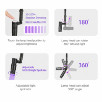 Bewegliche UV-Wimpernlampe Stehlampe für Wimpernverlängerungen 0,5s Schnellhärtende UV-LED-Wimpernlampe Weißes Licht Höhenverstellbar