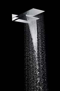Luxury Waterfall Brass Concealed Bathroom Shower Set, Black square Large Top <b>Spray</b> Bathroom Shower Mixer - Product Image 6