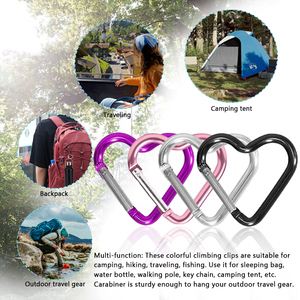 Stock de fábrica Camping al aire libre de alta calidad logotipo personalizado mosquetón lindo tipo corazón primavera hebilla gancho mosquetón de aluminio - Product Image 6