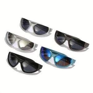 Lunettes de soleil vintage personnalisées avec logo, monture demi-cerclée bleue argentée, style œil de chat pour femme - Product Image 6