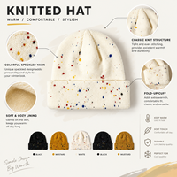 Bonnet en tricot à pois effet éclaboussures artistiques, couleur unique, coupe-vent, avec revers, chaud pour l'hiver, idéal pour le cyclisme et les courtes sorties en extérieur
