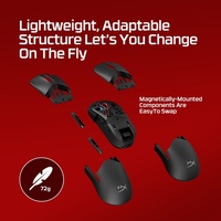 Mouse Gaming Nirkabel HyperX Pulsefire Saga Pro untuk Tangan Kanan, RGB Backlit, Ringan 72g, Optik, Dapat Diprogram, Dual Mode, Tersedia