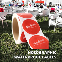Autocollant adhésif industriel personnalisable, vinyle holographique, imperméable, forme rectangulaire, imprimé en couleur pour l'emballage domestique