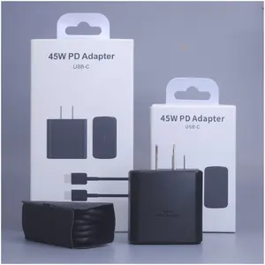 Pengisi daya Cepat USB Tipe C 25W US, pengisi daya Cepat PD untuk pengisi daya asli Samsung 3 colokan adaptor 1m kabel