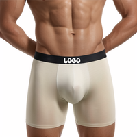 Sous-vêtements pour hommes à jambes longues, respirants, grande taille, boxer personnalisé avec logo, coton de bambou, doux, confortable, sans couture, vente chaude