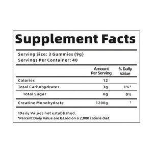 1500 ללא סוכר mg קריאטין monohydrate pectin gummies אנרגיה סוכריות ספורט נוסחה למבוגרים - Product Image 2