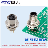 Conector Circular M12 Macho Hembra de Montaje en Panel Trasero Tipo PCB Impermeable IP67 con Código A B C D para Señales Ethernet Conectores M12