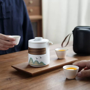 Juego de <span class=keywords><strong>teteras</strong></span> y tazas de porcelana China, juego de <span class=keywords><strong>teteras</strong></span> de viaje de cerámica con infusor, colador de China, conjunto de viaje - Product Image 5