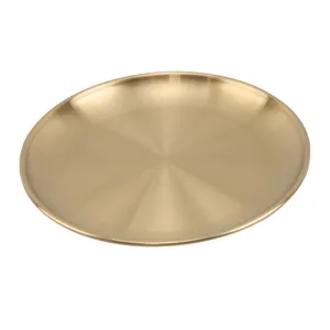 Luxury Stainless Steel Round Gold Serving Tray Dinner Plate