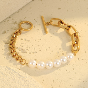 Nuovo Bracciale Trendy Placcato Oro 18K in Acciaio Inossidabile con Catena e Ciondoli a Cuore per <span class=keywords><strong>Gioielli</strong></span> Unisex - Product Image 3