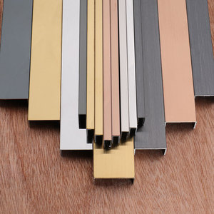 Thiế<span class=keywords><strong>t</strong></span> kế hiện đại TV nền <span class=keywords><strong>t</strong></span>ường trang trí dải thép đen hình chữ U mờ Trần rãnh 304 thép không gỉ mouldings - Product Image 1