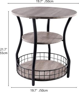 Mesa auxiliar moderna de metal y madera de 3 niveles, mesita de noche pequeña redonda para sofá, sofá para beber o usar al final de la noche - Product Image 6