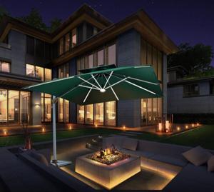 Waterproof Large Cantilever Umbrella with Solar <b>Panel</b> <b>Lighting</b> - Product Image 3