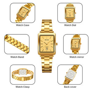 Montre à quartz pour femme avec cadran carré en verre, style minimaliste et élégant, argentée, étanche, en acier inoxydable, avec logo personnalisé - Product Image 3