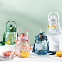 Bouteille d'eau en plastique pour enfants de 1200 ml avec paille, bouteille d'eau pour enfants d'école