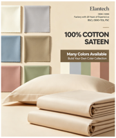 Parure de lit en coton 100% - Housse de couette et drap en coton satiné - Linge de lit en coton