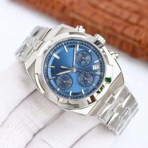 5500V High End Luxury Chronograph Mechanical <b>Watch</b> Men Premium Blue Dial Three Eyes <b>Watch</b> For Daily Wear - Product Image 3