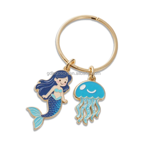 Llaveros de medusas de dibujos animados Adornos de animales de diamantes de imitación en aleación de zinc Recuerdos de moda y regalos para amigos - Product Image 3