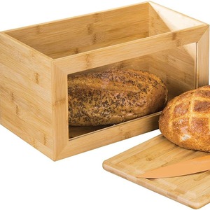 Boîte à pain en bambou 2,1-3L avec panneau en verre pour le rangement de cuisine - Product Image 5