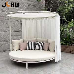 Lujo Resort Hotel Playa Patio Dosel al aire libre Muebles Piscina <span class=keywords><strong>Cama</strong></span> de salón ajustable Aluminio Jardín moderno Daybed con cortina - Product Image 1