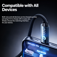 Câble de charge rapide USB-C PD 100W en nylon tressé avec lumière RGB fluide et puce de protection intelligente intégrée pour iPhone 16 17 18