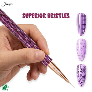 Pinceau à <span class=keywords><strong>ongles</strong></span> durable avec strass violets, pinceau à gel pour rayures, plusieurs tailles disponibles pour des designs d'<span class=keywords><strong>ongles</strong></span> créatifs - Product Image 4