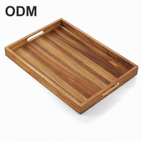 Palettes en bois modernes personnalisées en gros avec poignées, couleur bois naturel, plateau