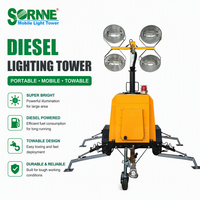 Tragbarer Mobiler Anhänger-Beleuchtungsturm mit 4*1000W Metallhalogenid-Lampe und Leisem Dieselgenerator für Notfall-Straßenreparatur