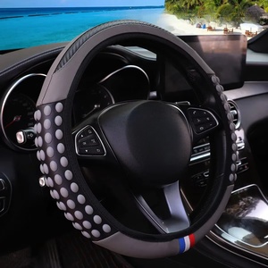 Productos automotrices Carbon <span class=keywords><strong>Tiny</strong></span> Silicone Massage Pellet Funda de cuero para volante sin anillo interior Se adapta a 14,5-15 pulgadas - Product Image 4