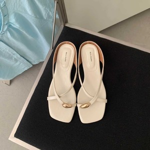 LUXURY Heeled Sandals Women Square <b>Toe</b> Low <b>Heel</b> Slip-On Metal Buckle Elegant Solid Color Summer Patent Leather - Product Image 3