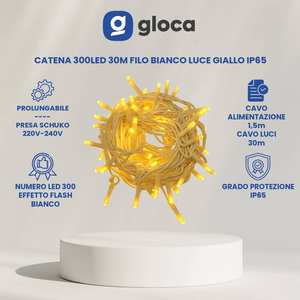 Guirlande lumineuse Gloca 300Led, fil blanc de 30M, lumière jaune, Ip65, décoration intérieure et extérieure - Product Image 2