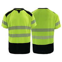 Kemeja Keselamatan Reflektif Visibilitas Tinggi Oranye dan Kuning Fluoresen, Cepat Kering, Lengan Pendek, Pakaian Kerja Hi Vis SVT461